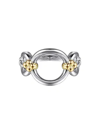 Gabriel & Co Women's Bujukan Sterling Silver & 14K Yellow Gold Chain Ring | Thumbnail 1