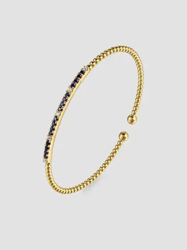 Gabriel & Co Women's Bujukan 14K Yellow Gold, Blue Sapphire & 0.09 TCW Diamond Cuff | Thumbnail 3 Gabriel & Co Women's Bujukan 14K Yellow Gold, Blue Sapphire & 0.09 TCW Diamond Cuff | Thumbnail 3