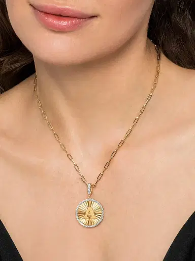 Gabriel & Co Women's Contemporary 14K Yellow Gold & 0.65 TCW Diamond Initial Medallion Pendant | Thumbnail 2