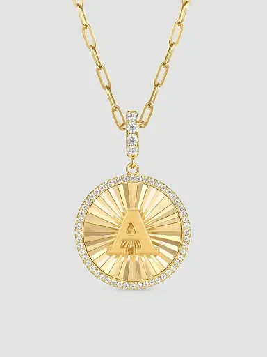 Gabriel & Co Women's Contemporary 14K Yellow Gold & 0.65 TCW Diamond Initial Medallion Pendant | Thumbnail 4