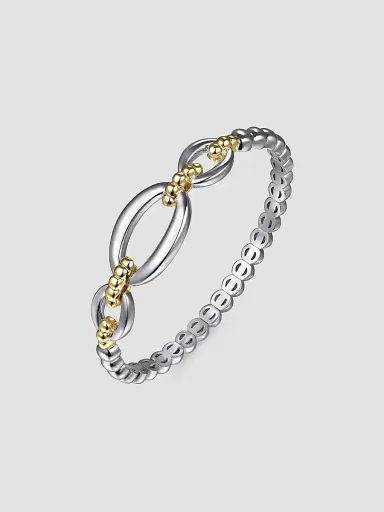Gabriel & Co Women's Bujukan Sterling Silver & 14K Yellow Gold Link Bangle | Thumbnail 3