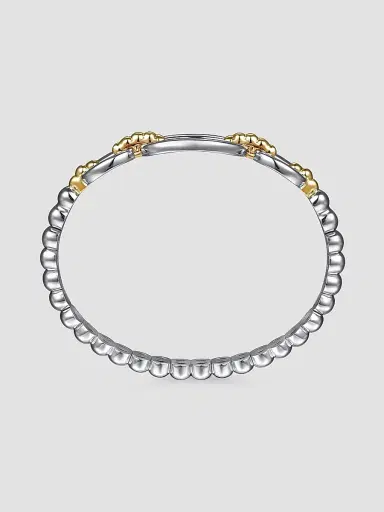 Gabriel & Co Women's Bujukan Sterling Silver & 14K Yellow Gold Link Bangle | Thumbnail 4