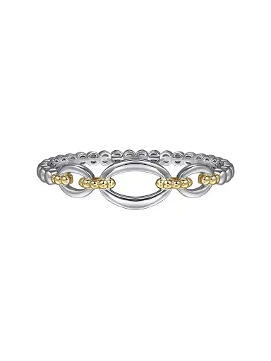 Gabriel & Co Women's Bujukan Sterling Silver & 14K Yellow Gold Link Bangle | Thumbnail 1
