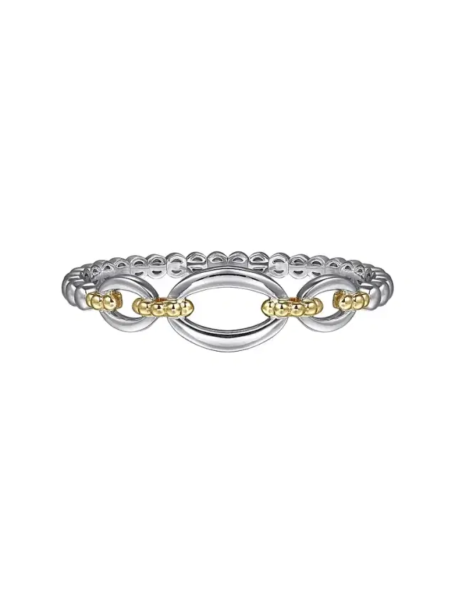 Gabriel & Co Women's Bujukan Sterling Silver & 14K Yellow Gold Link Bangle