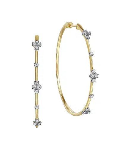 Gabriel & Co Women's Contemporary Buttercup Two-Tone 14K Gold & 0.50 TCW Diamond Hoop Earrings/50MM | Thumbnail 1