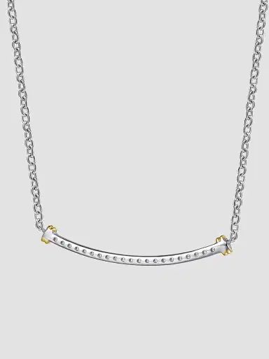 Gabriel & Co Women's 14K Yellow Gold And 925 Sterling Silver Bujukan White Sapphire Bar Necklace | Thumbnail 3