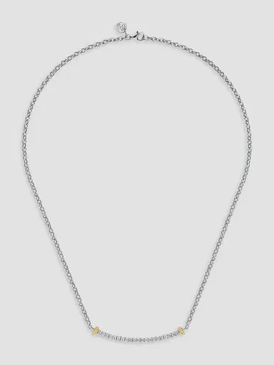 Gabriel & Co Women's 14K Yellow Gold And 925 Sterling Silver Bujukan White Sapphire Bar Necklace | Thumbnail 4