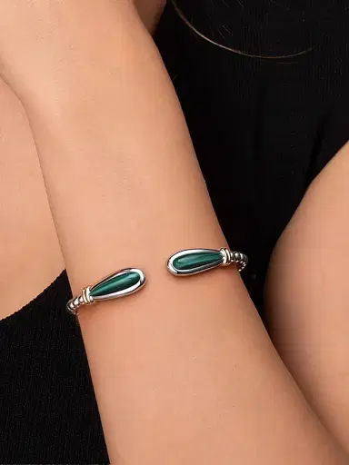 Gabriel & Co Women's Bujukan Sterling Silver, 14K Yellow & Malachite Bangle | Thumbnail 2 Gabriel & Co Women's Bujukan Sterling Silver, 14K Yellow & Malachite Bangle | Thumbnail 2