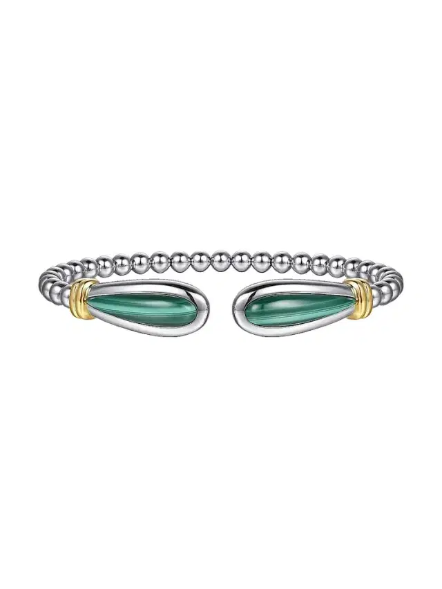 Gabriel & Co Women's Bujukan Sterling Silver, 14K Yellow & Malachite Bangle
