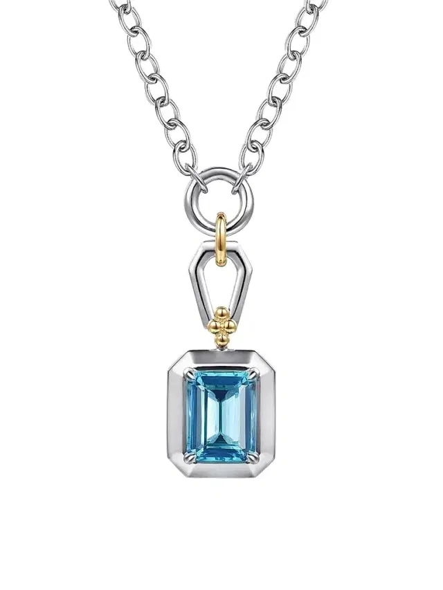 Gabriel & Co Women's Bujukan 14K Yellow Gold, Sterling Silver & Blue Topaz Pendant Necklace