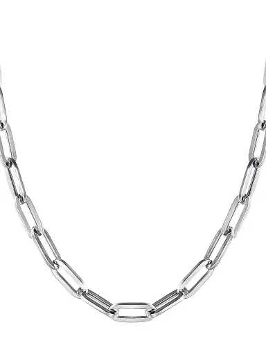 Gabriel & Co Women's Contemporary Sterling Silver Paper Clip Chain Necklace | Thumbnail 1