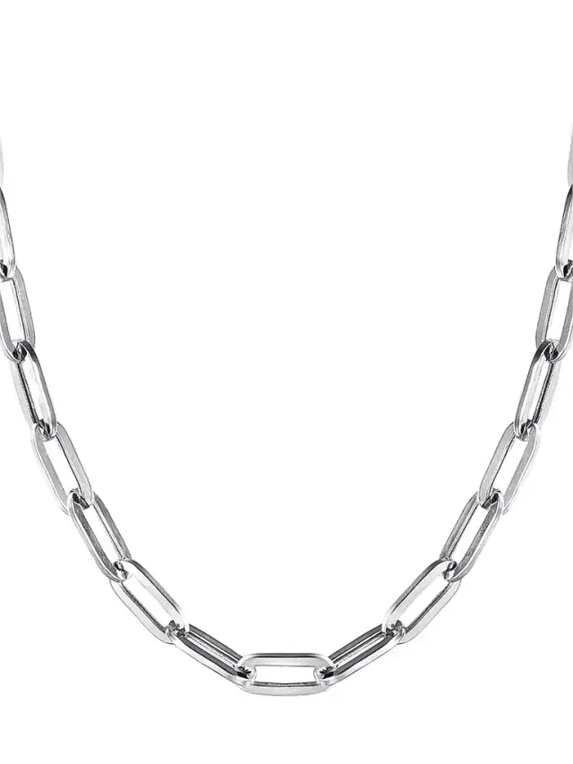 Gabriel & Co Women's Contemporary Sterling Silver Paper Clip Chain Necklace