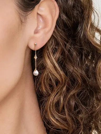 Gabriel & Co Women's Bujukan 14K Yellow Gold & Cultured Freshwater Pearl Drop Earrings | Thumbnail 2