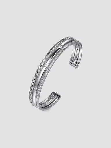 Gabriel & Co Women's Bujukan Sterling Silver & White Sapphire Triple-Row Cuff | Thumbnail 3