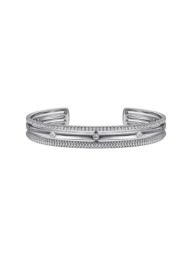 Gabriel & Co Women's Bujukan Sterling Silver & White Sapphire Triple-Row Cuff