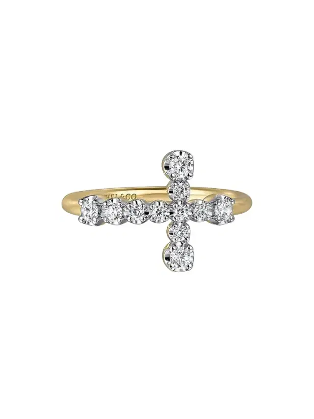 Gabriel & Co Women's Contemporary Two-Tone 14K Gold & 0.30 TCW Diamond Cross Ring