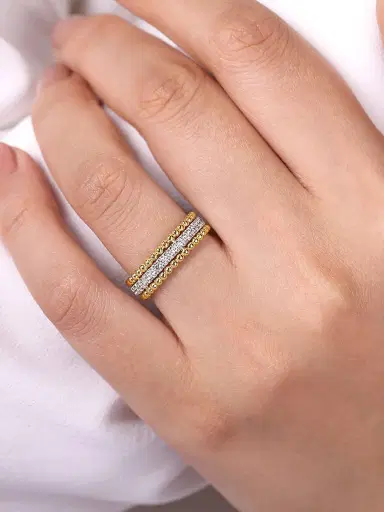 Gabriel & Co Women's Bujukan 14K White & Yellow Gold & 0.50 TCW Diamond Three-Row Ring | Thumbnail 2