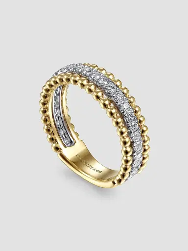 Gabriel & Co Women's Bujukan 14K White & Yellow Gold & 0.50 TCW Diamond Three-Row Ring | Thumbnail 3