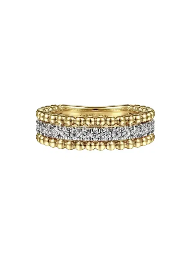Gabriel & Co Women's Bujukan 14K White & Yellow Gold & 0.50 TCW Diamond Three-Row Ring