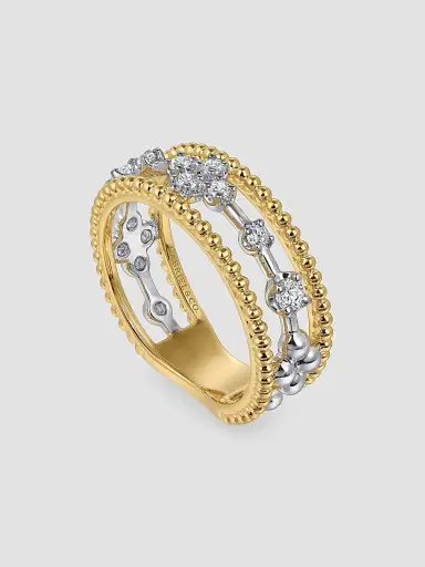 Gabriel & Co Women's Bujukan 14K White & Yellow Gold & 0.25 TCW Diamond Stacking Ring | Thumbnail 3