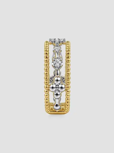 Gabriel & Co Women's Bujukan 14K White & Yellow Gold & 0.25 TCW Diamond Stacking Ring | Thumbnail 4