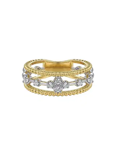 Gabriel & Co Women's Bujukan 14K White & Yellow Gold & 0.25 TCW Diamond Stacking Ring | Thumbnail 1