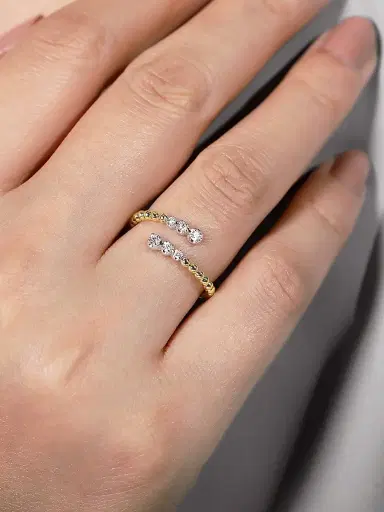 Gabriel & Co Women's Bujukan 14K White & Yellow Gold & 0.14 TCW Diamond Open Bypass Ring | Thumbnail 2 Gabriel & Co Women's Bujukan 14K White & Yellow Gold & 0.14 TCW Diamond Open Bypass Ring | Thumbnail 2