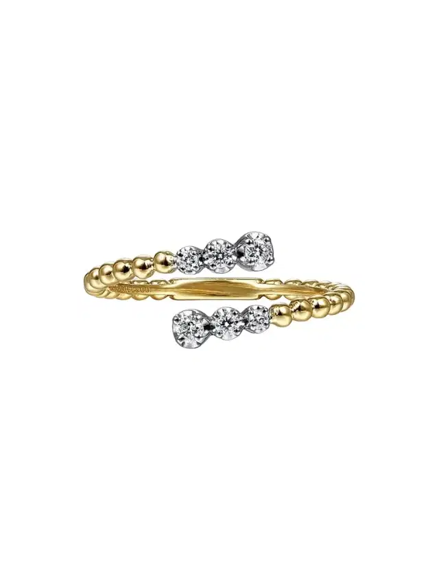 Gabriel & Co Women's Bujukan 14K White & Yellow Gold & 0.14 TCW Diamond Open Bypass Ring