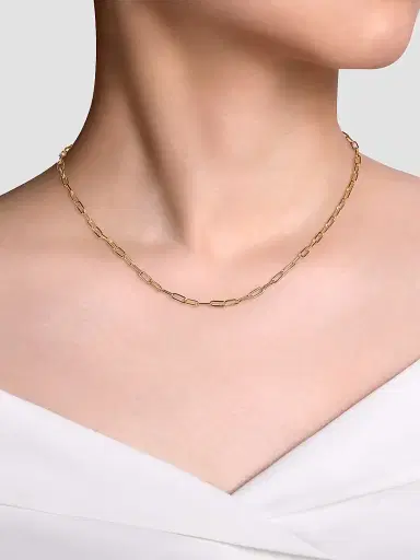 Gabriel & Co Women's Contemporary 14K Yellow Gold Paperclip Chain Necklace | Thumbnail 2