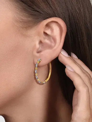 Gabriel & Co Women's Bujukan Two-Tone 14K Gold & 0.50 TCW Diamond Hoop Earrings | Thumbnail 2