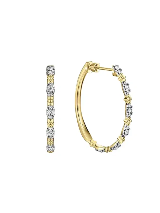 Gabriel & Co Women's Bujukan Two-Tone 14K Gold & 0.50 TCW Diamond Hoop Earrings
