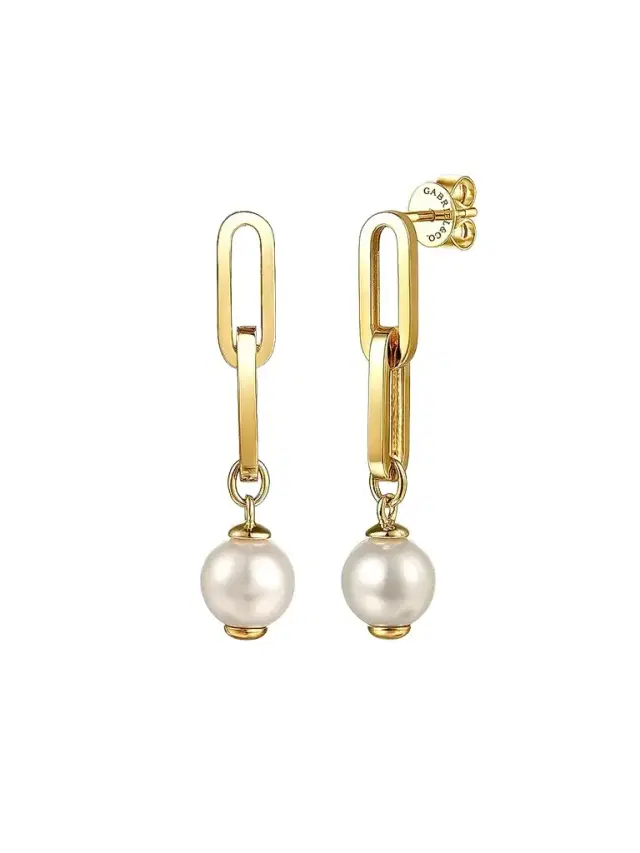 Gabriel & Co Women's Contemporary 14K Yellow Gold & Cultured Freshwater Pearl Drop Earrings