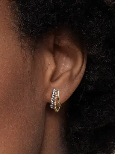Gabriel & Co Women's Bujukan 14K Gold & 0.18 TCW Diamond J Hoop Earrings | Thumbnail 2
