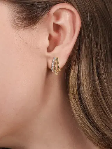 Gabriel & Co Women's Bujukan 14K Gold & 0.18 TCW Diamond J Hoop Earrings | Thumbnail 3