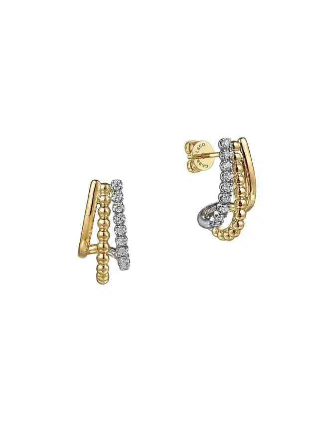 Gabriel & Co Women's Bujukan 14K Gold & 0.18 TCW Diamond J Hoop Earrings
