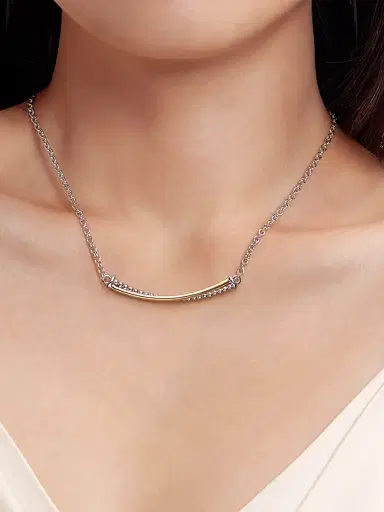 Gabriel & Co Women's Bujukan 14K Yellow Gold & Sterling Silver Criss Cross Bar Necklace | Thumbnail 2