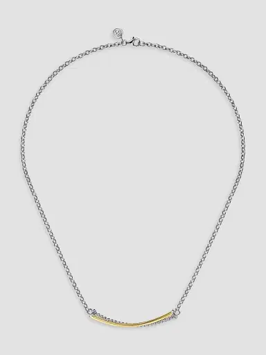 Gabriel & Co Women's Bujukan 14K Yellow Gold & Sterling Silver Criss Cross Bar Necklace | Thumbnail 4