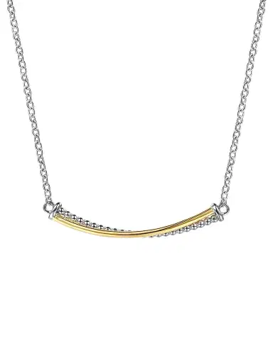 Gabriel & Co Women's Bujukan 14K Yellow Gold & Sterling Silver Criss Cross Bar Necklace | Thumbnail 1