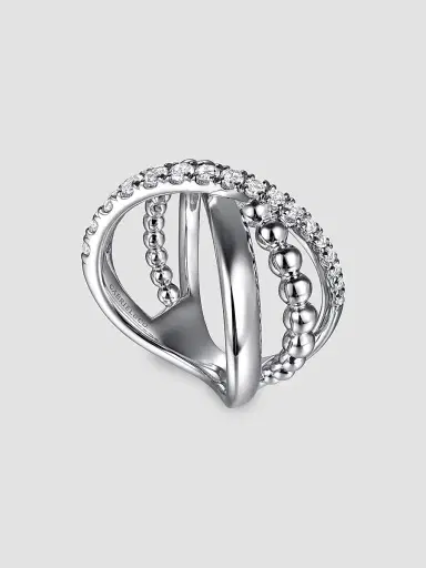 Gabriel & Co Women's Bujukan Sterling Silver & White Sapphire Crisscross Ring | Thumbnail 3