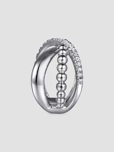 Gabriel & Co Women's Bujukan Sterling Silver & White Sapphire Crisscross Ring | Thumbnail 4