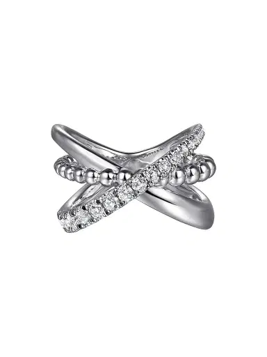 Gabriel & Co Women's Bujukan Sterling Silver & White Sapphire Crisscross Ring | Thumbnail 1