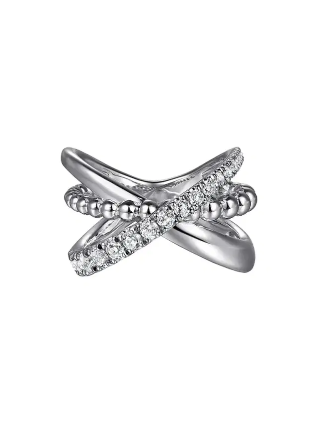 Gabriel & Co Women's Bujukan Sterling Silver & White Sapphire Crisscross Ring