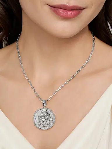 Gabriel & Co Women's Bujukan Sterling Silver & White Sapphire Taurus Medallion Pendant | Thumbnail 2 Gabriel & Co Women's Bujukan Sterling Silver & White Sapphire Taurus Medallion Pendant | Thumbnail 2