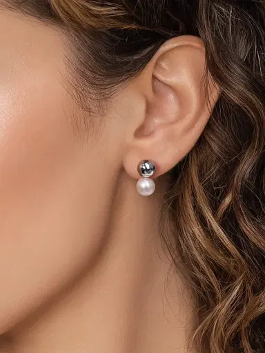 Gabriel & Co Women's Bujukan Sterling Silver & Pearl Stud Earrings | Thumbnail 2