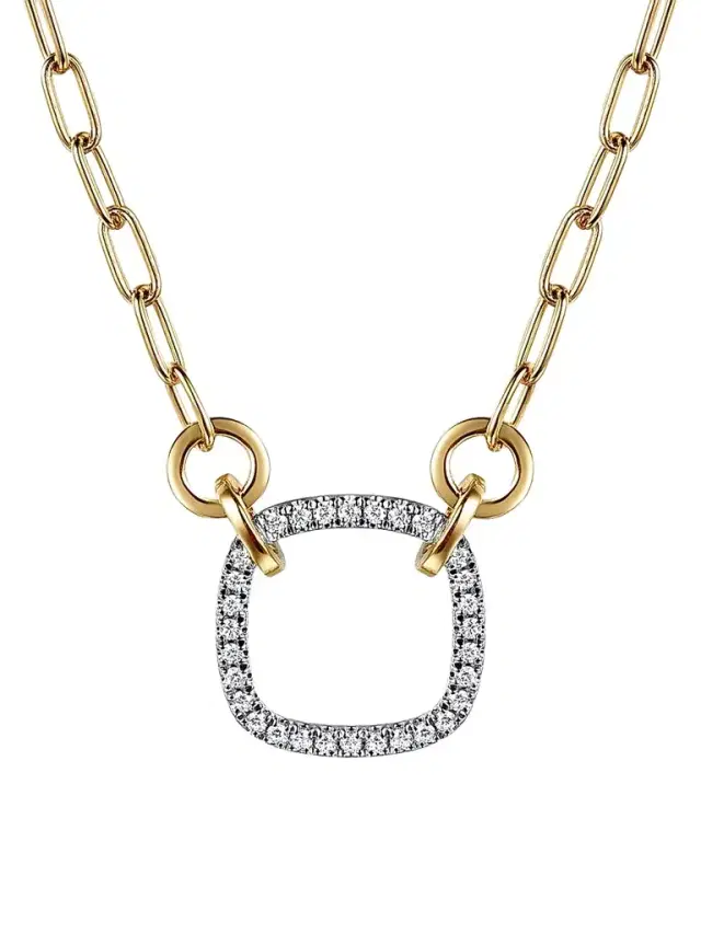 Gabriel & Co Women's Contemporary 14K White & Yellow Gold & 0.23 TCW Diamond Paperclip Chain Necklace