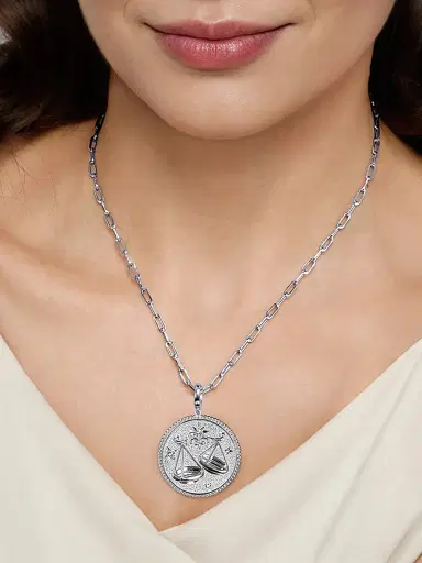 Gabriel & Co Women's Bujukan Libra Medallion Sterling Silver & White Sapphire Pendant | Thumbnail 2