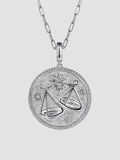 Gabriel & Co Women's Bujukan Libra Medallion Sterling Silver & White Sapphire Pendant | Thumbnail 4