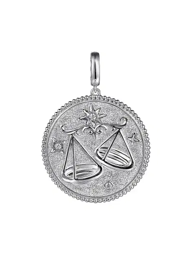 Gabriel & Co Women's Bujukan Libra Medallion Sterling Silver & White Sapphire Pendant | Thumbnail 1