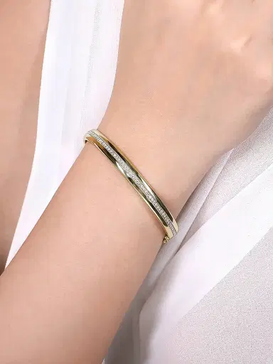 Gabriel & Co Women's Contemporary 14K Yellow Gold & 0.41 TCW Diamond Bangle Bracelet | Thumbnail 2