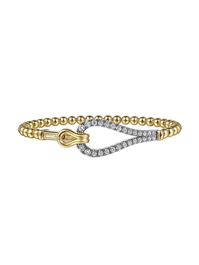 Gabriel & Co Women's Bujukan Beaded 14K Yellow Gold & 1.0 TCW Diamond Bracelet